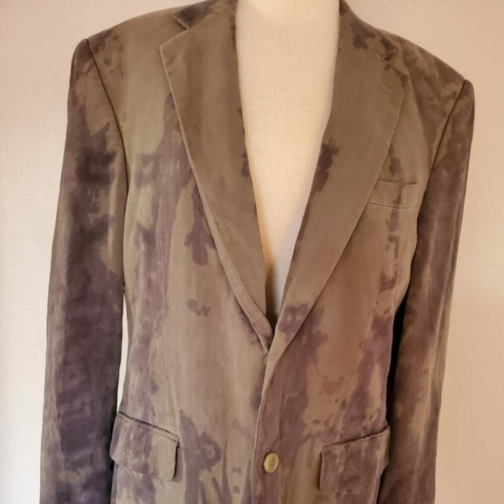 Silk Blazer Sport Suit Coat tan Gray Black purple 42 Med large XL workwear dyed